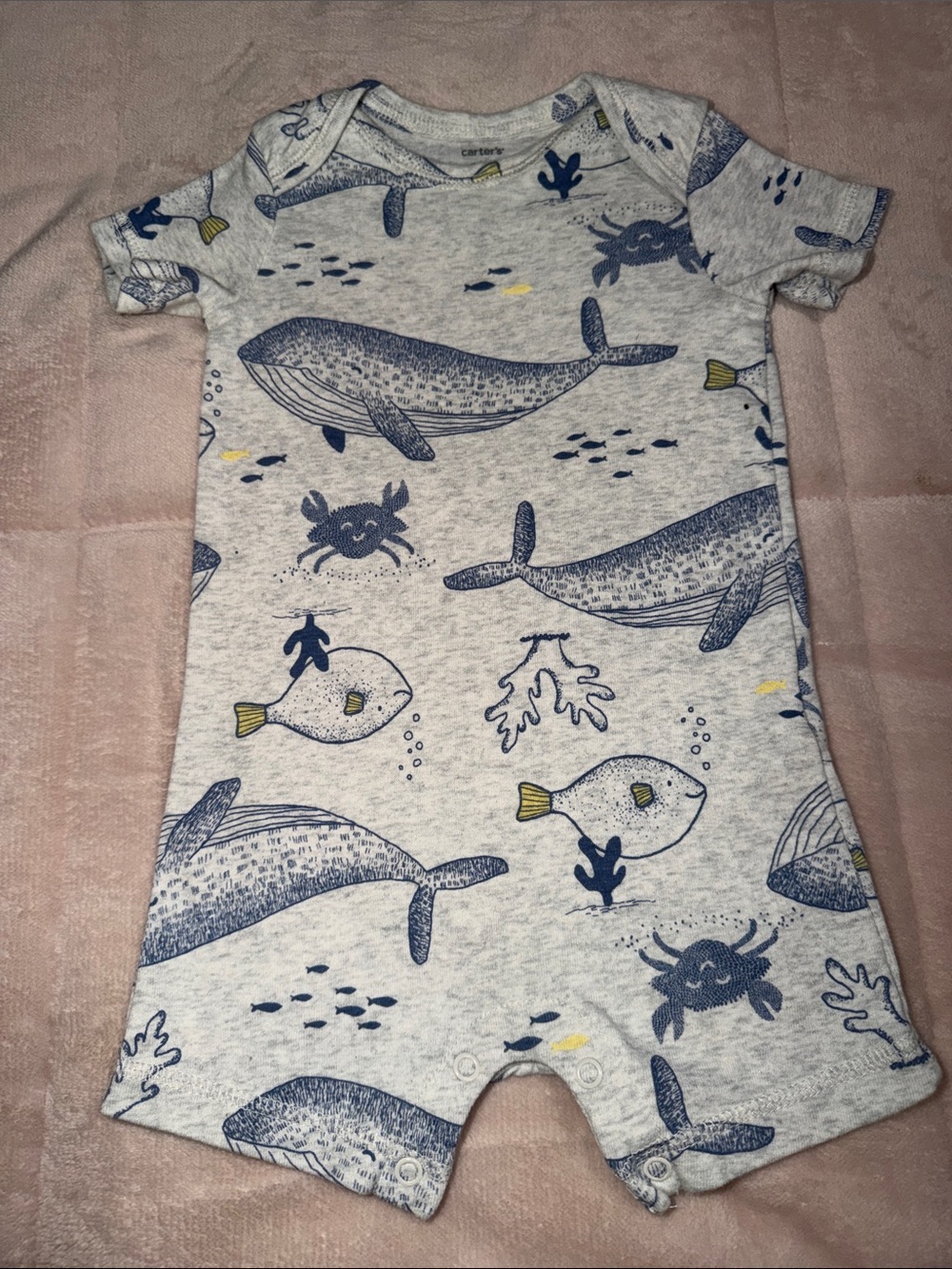 Carter's Blue & Yellow Sea Creature Short-Sleeve One-Piece